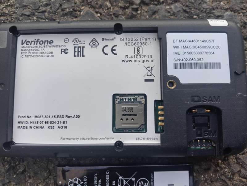 Verifone e285 Mobile Point-Of-Sale (mPOS) Device | 3G/BT/WIFI/DS/DB