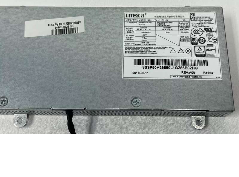 LITEON PA-1151-5 150W Power Supply For Lenovo ThinkCentre M920z SP50H29550
