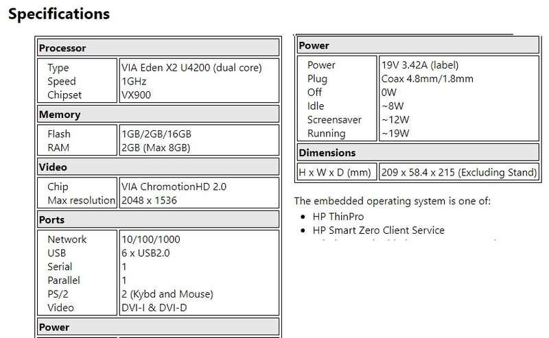 HP Thin Client T510 with 2gb DDR3 ram, SATA Cable to Add Hard Drive