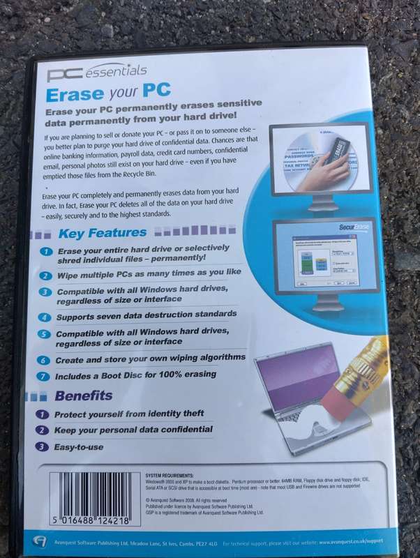 PC Essential Erase your PC  PC CD-ROM