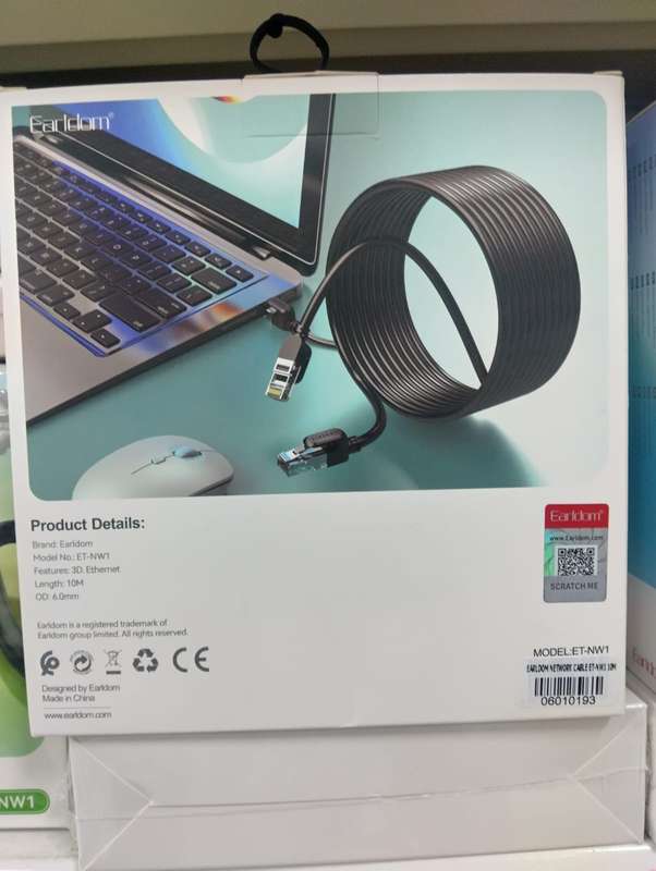 Earldom 10m Ethernet Network Cable  Support upto 40GB Ps Date Transmitting Speed