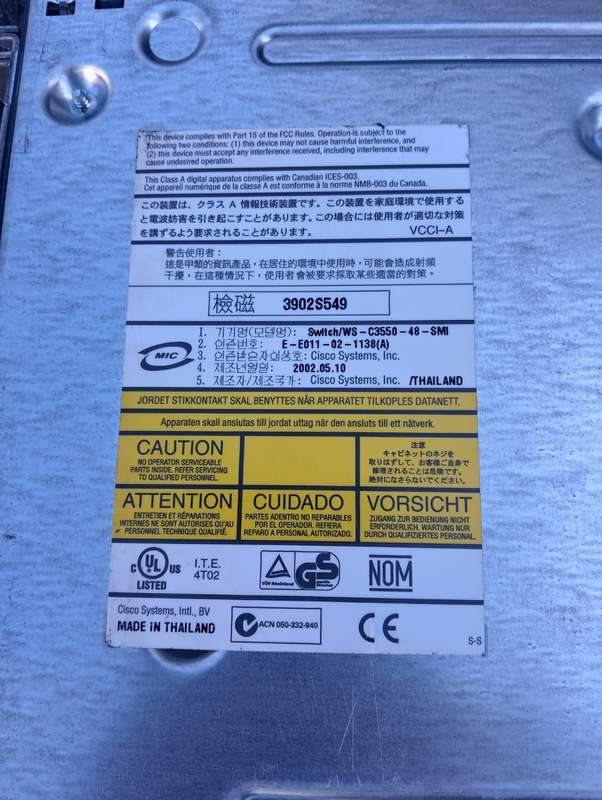 Cisco WS-C3550-48-SMI Catalyst 3550 10/100 48-Port Switch