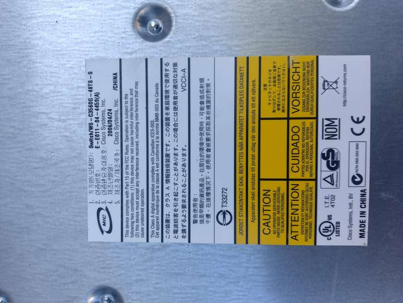Cisco Switch WS-C3560G-48TS-S Catalyst 3560G series 48 Port