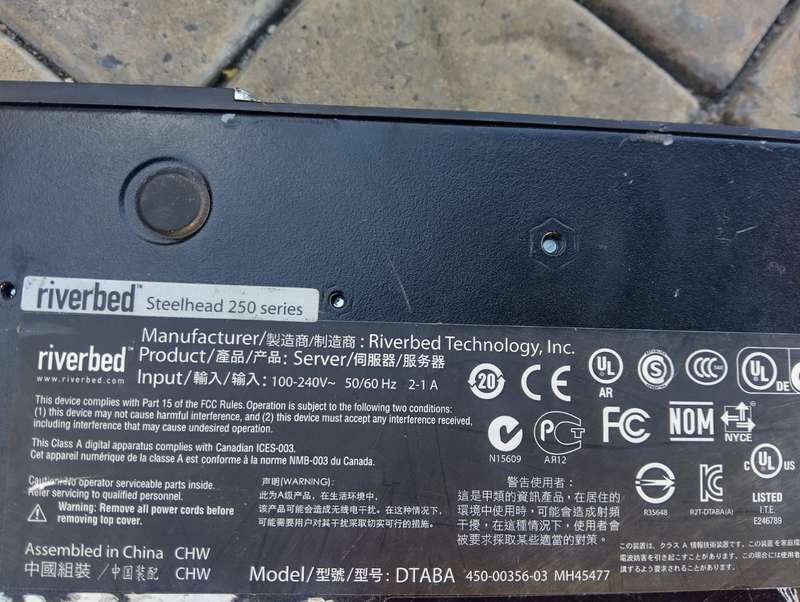 Riverbed Steelhead 250 Series WAN Application Accelerator Appliance - DTABA