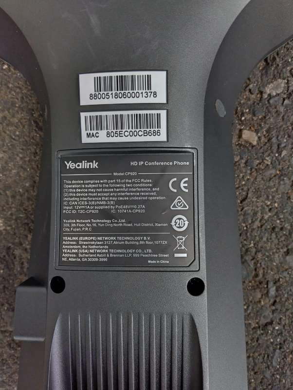 Yealink HD IP Conference Phone (Model: CP920)