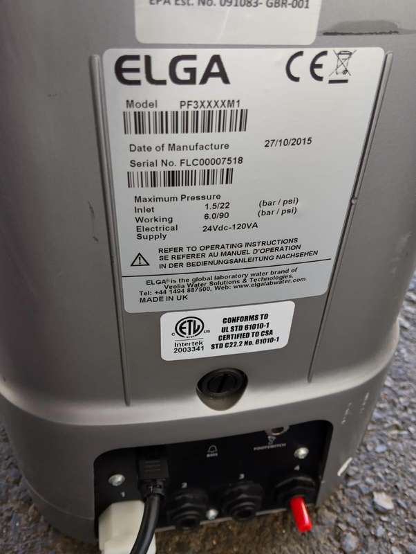 Elga Veolia PF3XXXXM1 Purelab Flex 3 Water Purification System