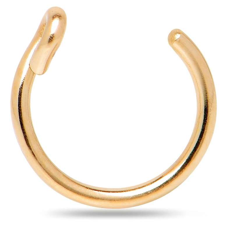 14k Yellow Gold USA Hand-made Nose Ring Small 8mm Non-piercing
