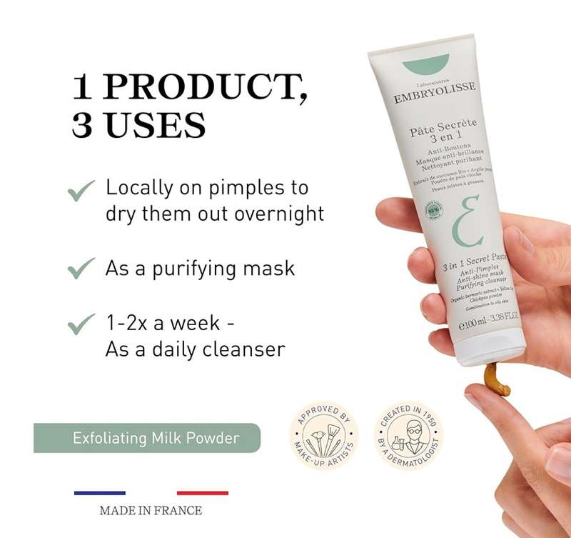 Embryolisse 3-in-1 Secret Paste 100ml Anti-blemish anti-pimple cleanser and mask