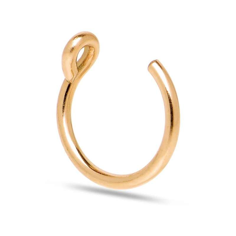 14k Yellow Gold USA Hand-made Nose Ring Small 8mm Non-piercing