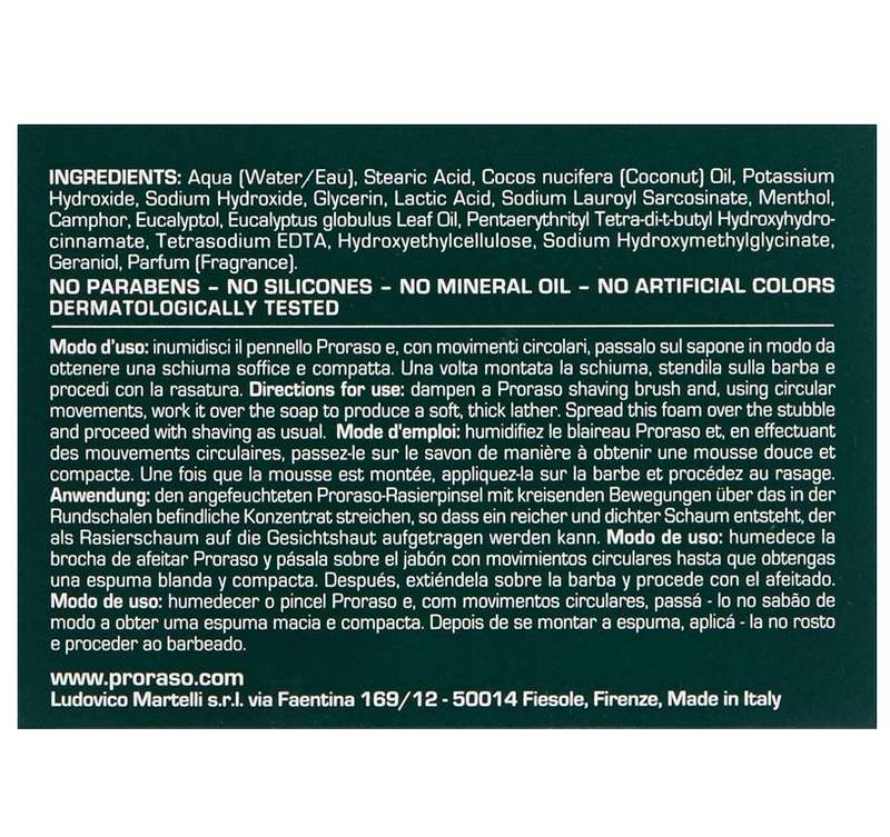 Proraso Shaving Soap In A Bowl Refreshing Eucalyptus and Menthol