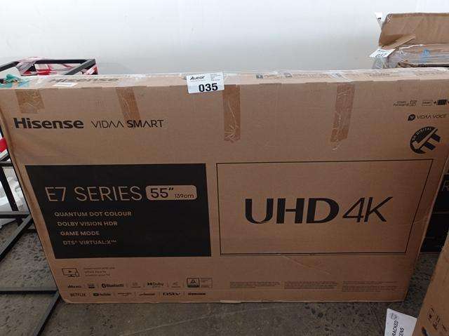 Hisense 55" E7N PRO 144Hz 4K Smart UHD QLED TV with HDR & Dolby Vision - CRACKED