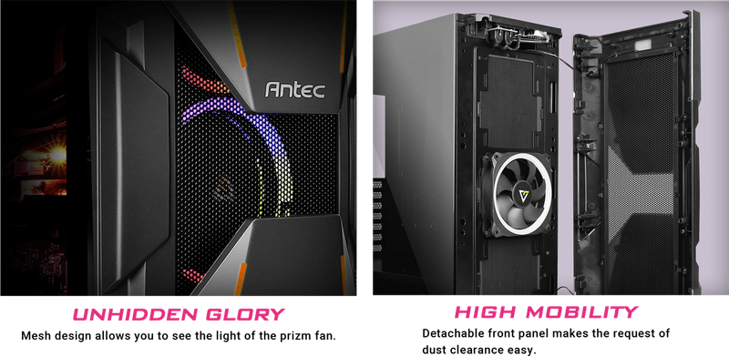 Antec DA601 RGB LED Tempered Glass Side ATX Gaming Chassis Black DA601