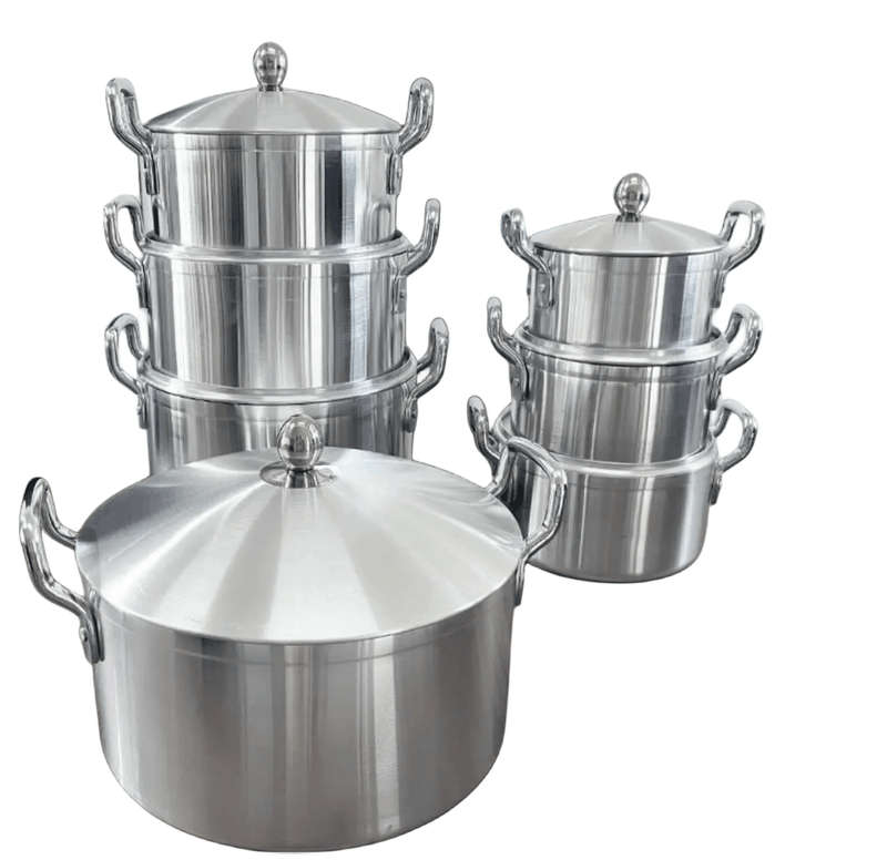 High-quality 7pcs set aluminum polished deep pot large cooker set