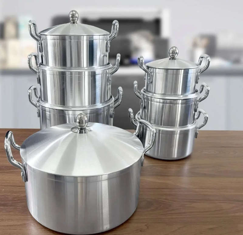 High-quality 7pcs set aluminum polished deep pot large cooker set