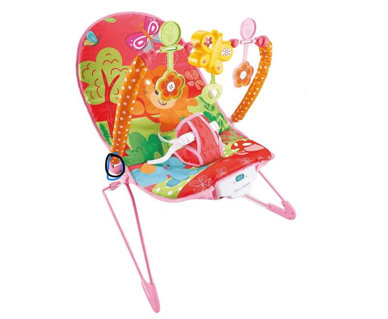 Baby Bouncer and Rocker Chair with Soothing Vibrations, Recline - Pink