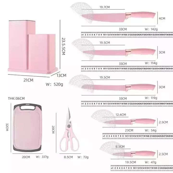 Silicone Kitchenware Kit 19 Pieces Knife & Spoon Set With Storage Rack - Pink