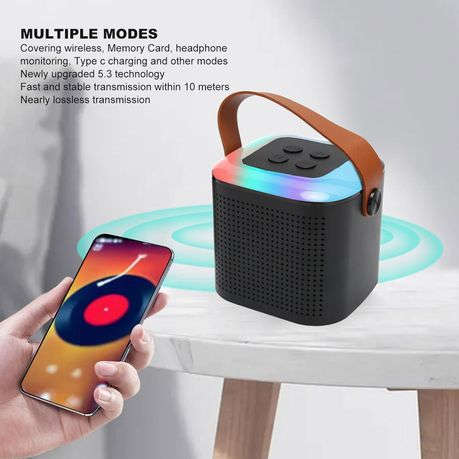 Bluetooth Karaoke HiFi Stereo Retro Portable Speaker Cool RGB Lights