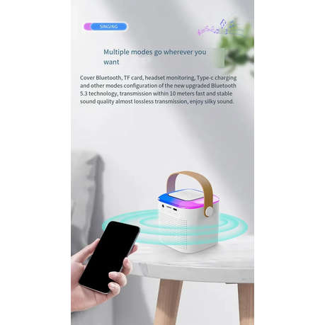Bluetooth Karaoke HiFi Stereo Retro Portable Speaker Cool RGB Lights