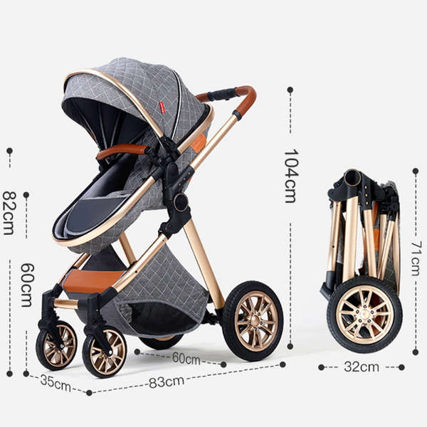 Children Travel Buggy 3-in-1 Foldable Shockproof Portrait Format Pushchair - Chocolate