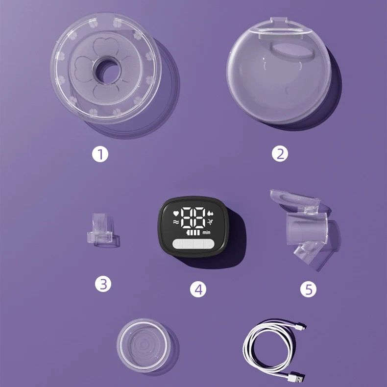 Wearable Hands-Free Electric Breast Pump Mute Stealth 180ML Capacity - Purple