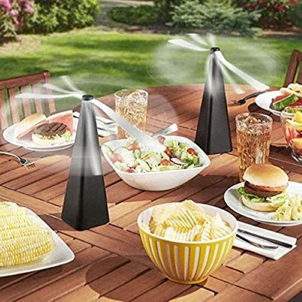 Chemical Free Bug Fan Fly Deterrent with Holographic Blades to Clear Bugs
