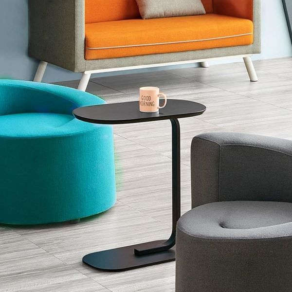 C-Shaped Oval Side Table With Metal Frame JG 20375226