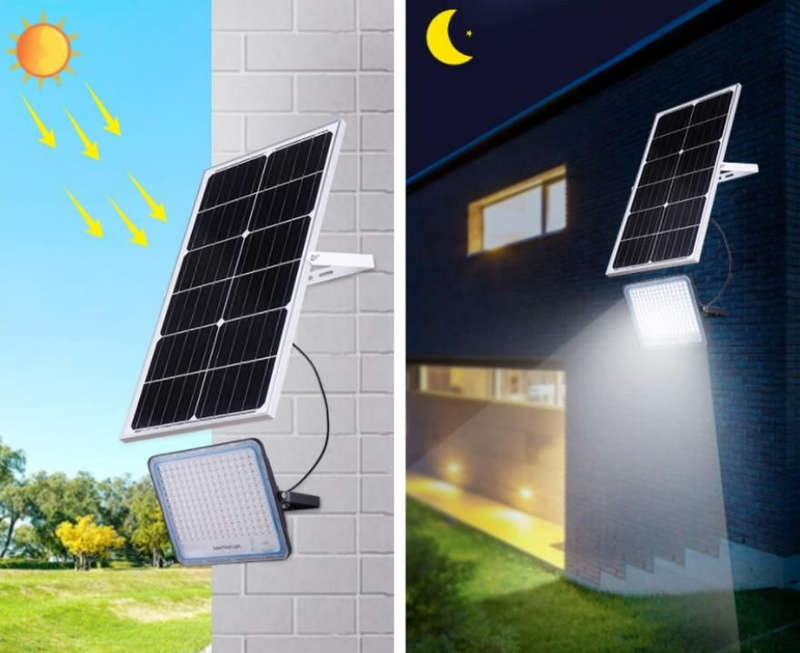 600W Solar Powered LED Flood Light With Panel & Remote-IP66