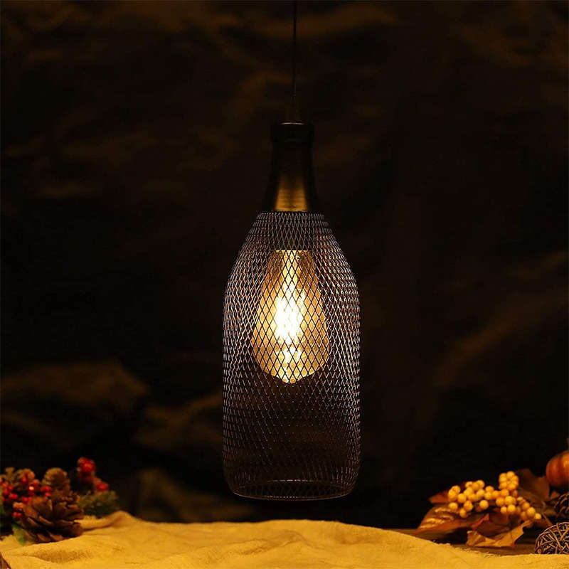 Mrsmart-Metal Mesh Bottle Style Chandelier Light - Black