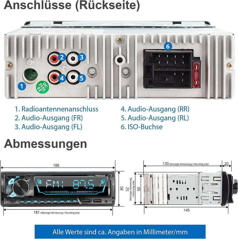 Car Radio with AM/FM Bluetooth Hands-Free Kit with Remote