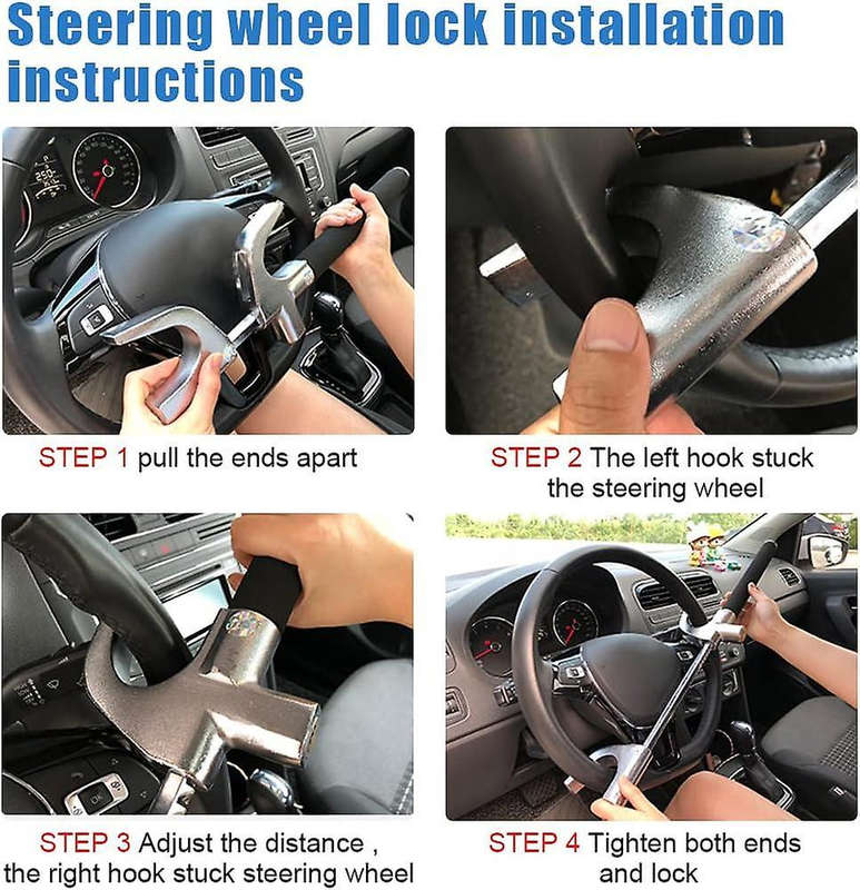 Heavy Duty Anti-Theft Steering Wheel Lock Retractable Steering Lock
