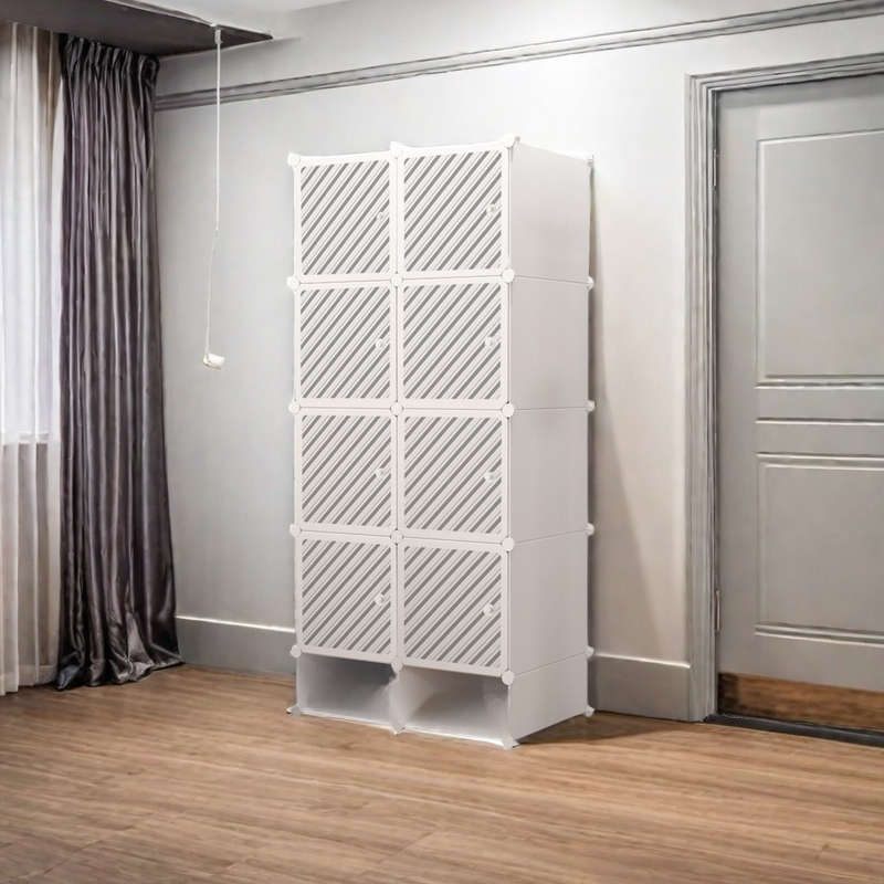 Portable 8 Cube Wardrobe - White