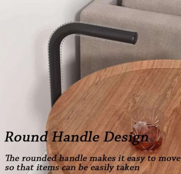 Wooden Round Movable 2-Tier Multifunctional Coffee Table