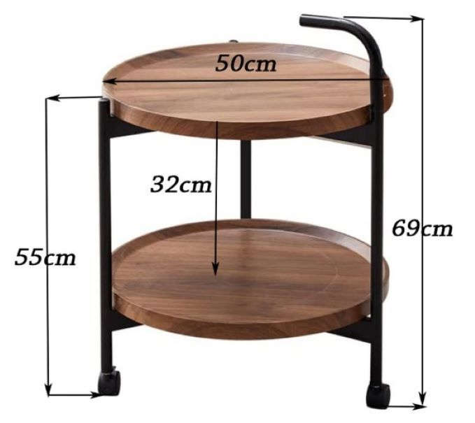 Wooden Round Movable 2-Tier Multifunctional Coffee Table