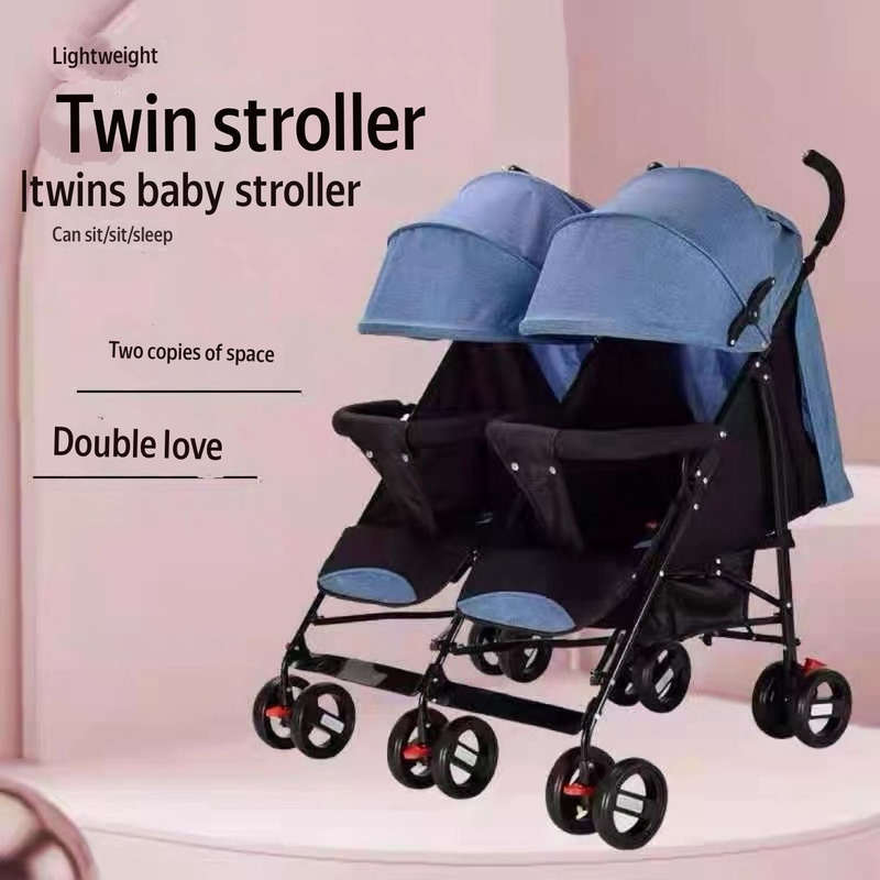 Multifunctional twin stroller high quality twin stroller - Grey