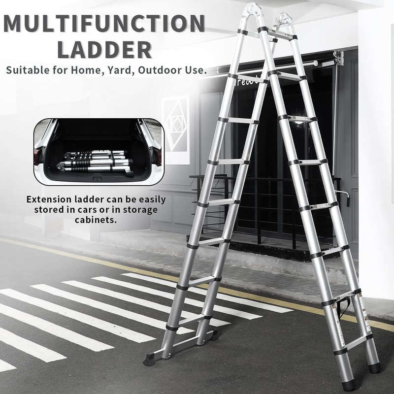 Adjustable Aluminum Ladders, Folding Telescopic Extension (2.5M+2.5M)