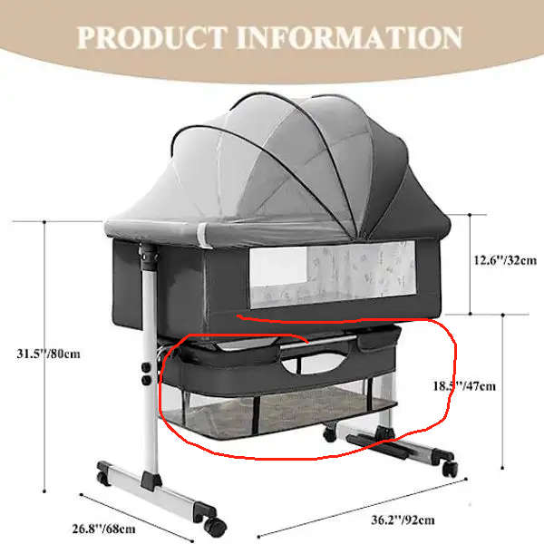 3 In 1 Bedside Baby Bassinet Sleeper Crib With Bed Nets