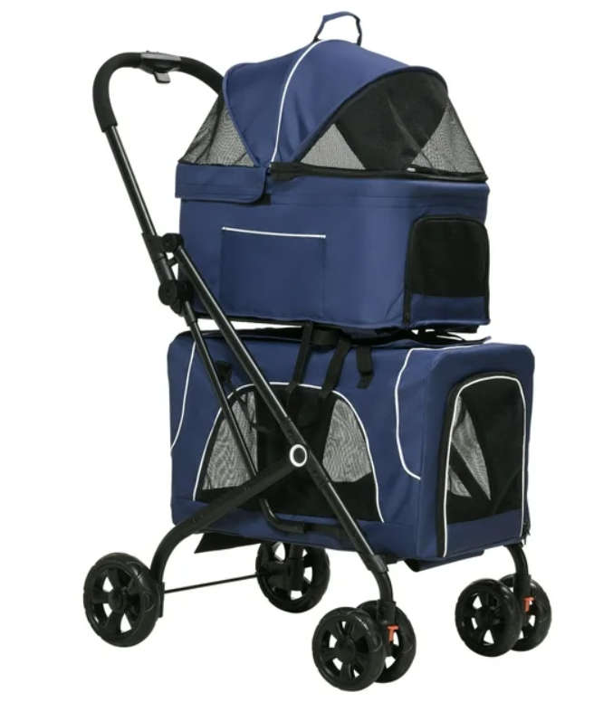 Pet Pram - Detachable Carrier - Pet Stroller - Blue