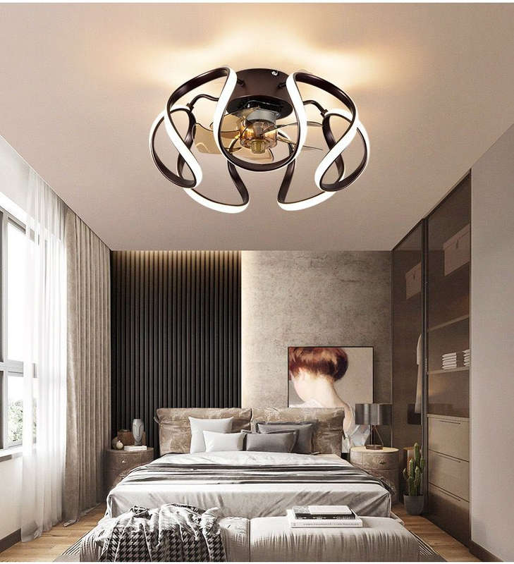Modern Ceiling Fans with Lights and Remote Control-Black