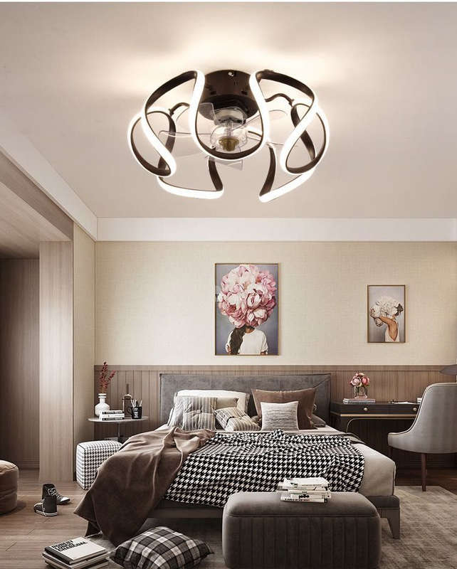 Modern Ceiling Fans with Lights and Remote Control-Black