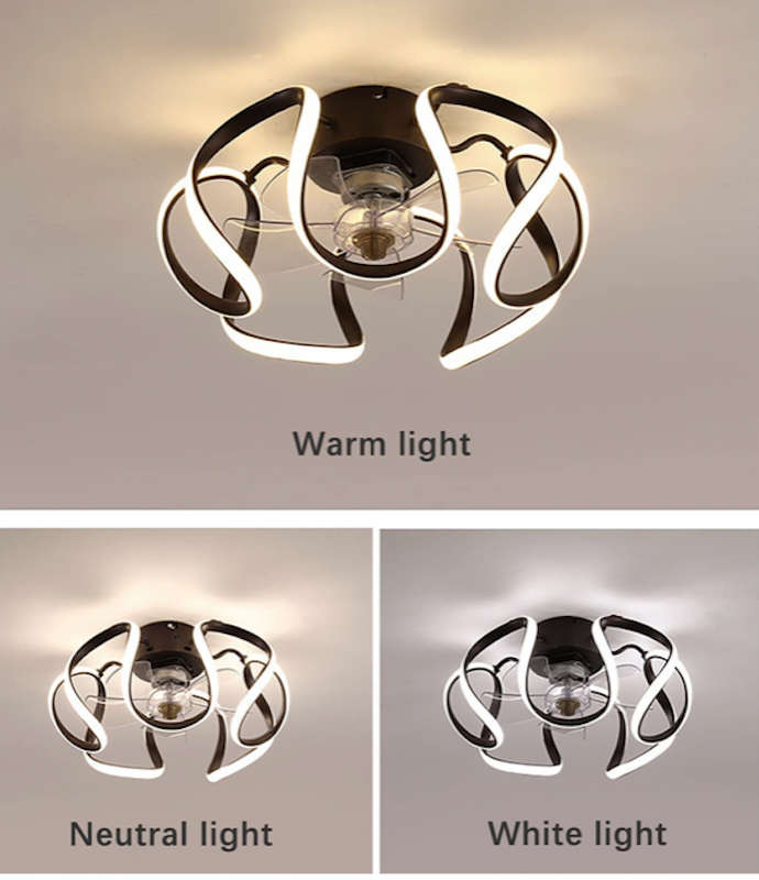 Modern Ceiling Fans with Lights and Remote Control-Black
