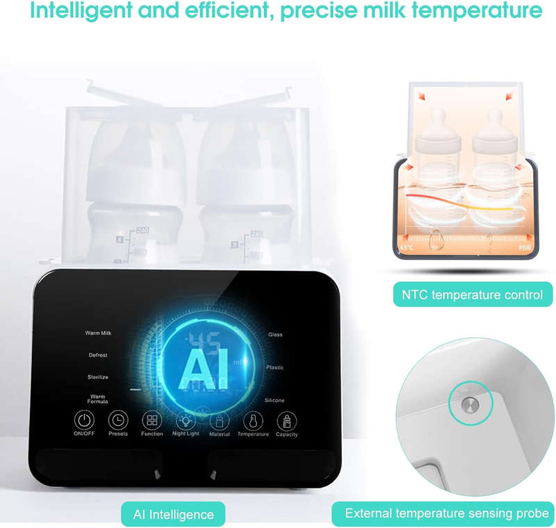 Baby Bottle Warmer With Night Light Large LCD Display Multifunctional