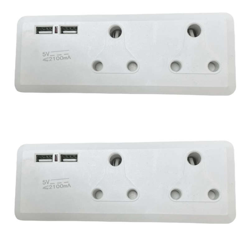 2x16A + 2xUSB Multiplug With Sockets Max 16A 250V - Pack of 2