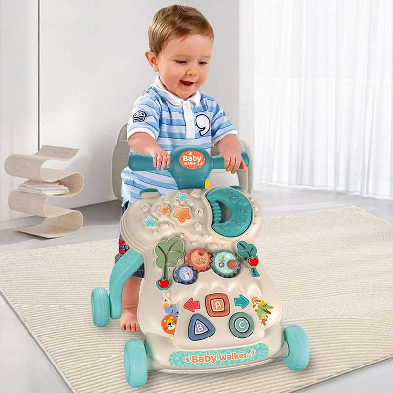 Baby Push Walker for Baby Boy Girl Sit-to-Stand Walkers with Music & STEM