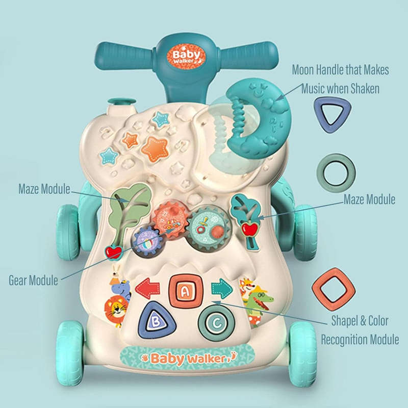 Baby Push Walker for Baby Boy Girl Sit-to-Stand Walkers with Music & STEM
