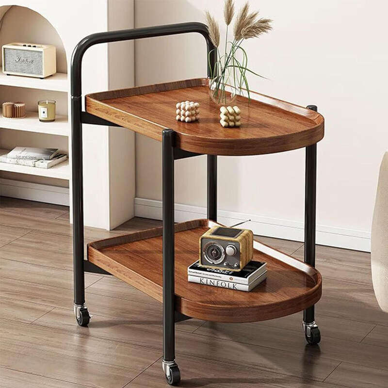 C-shaped WoodenTop side End Table, Small end Table, Sturdy Metal Frame