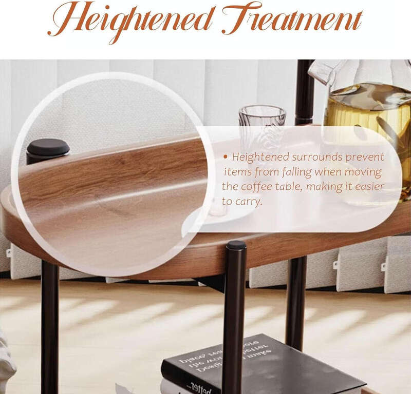 C-shaped WoodenTop side End Table, Small end Table, Sturdy Metal Frame