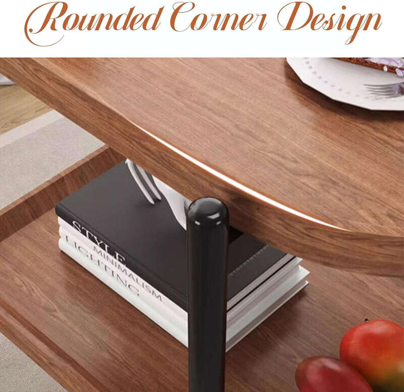 C-shaped WoodenTop side End Table, Small end Table, Sturdy Metal Frame