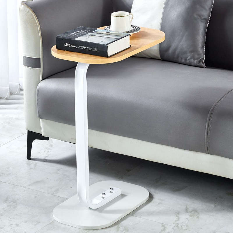 Small Side Table Couch End Table Bedside Table C Shaped Coffee Table - Light brown