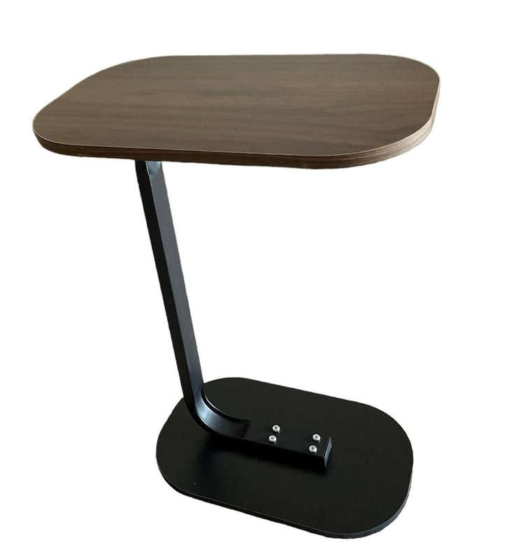 C-shaped Side Table Accent Table, Wood Desktop End Table - Chestnut