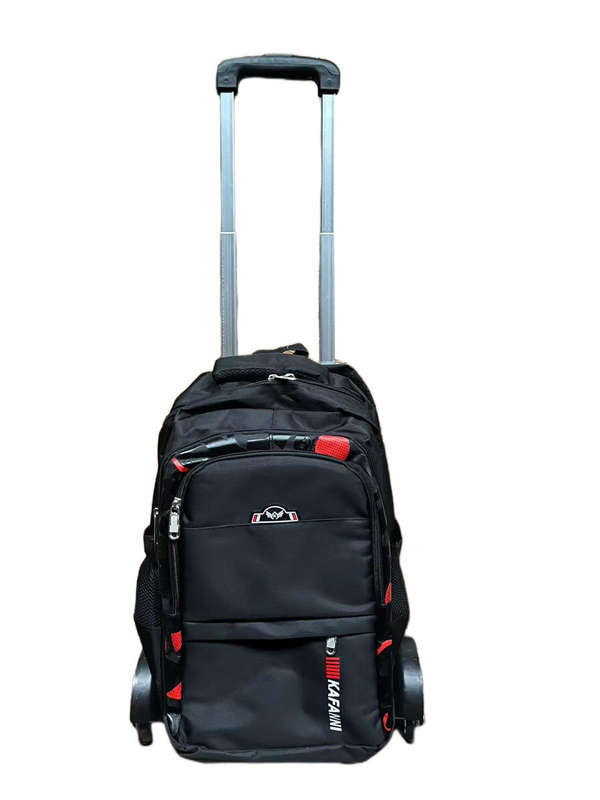 Student school bag with non-removable wheels, trolley backpack - Red+Black
